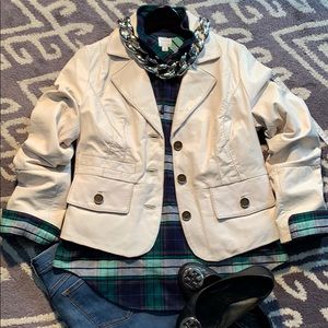 Off-White Leather Button-Down Jacket